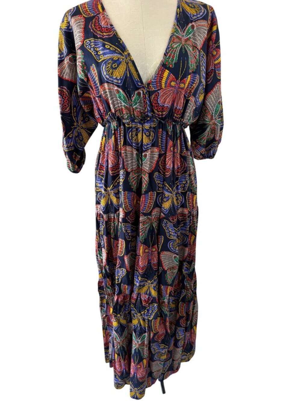 Trina Turk Arco Iris Womens Maxi Dress Butterfly Print Size S Multicolor Cotton